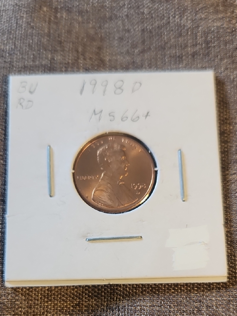 1998 D Lincoln Penny - Brilliant Red Brown Shine